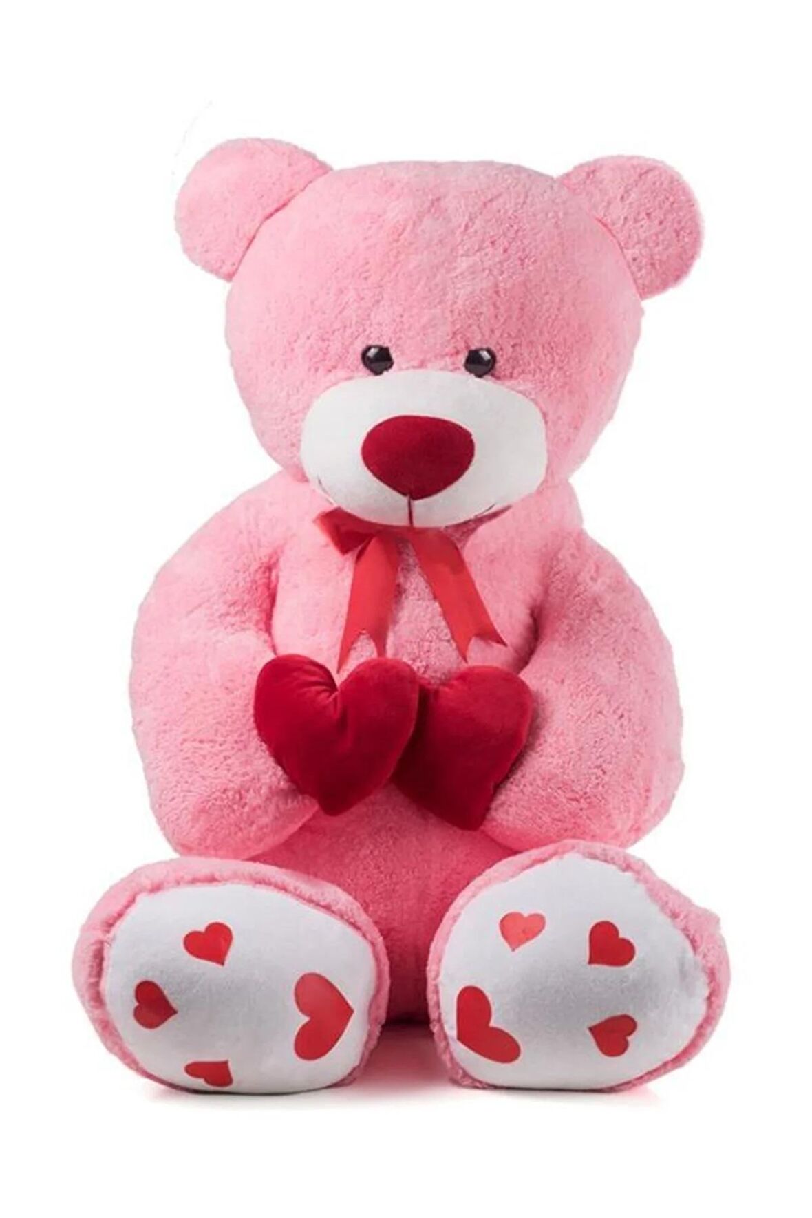 Özgüner 100 Cm Bobo Pembe Peluş Ayı Yastık Kuzu Hediyeli