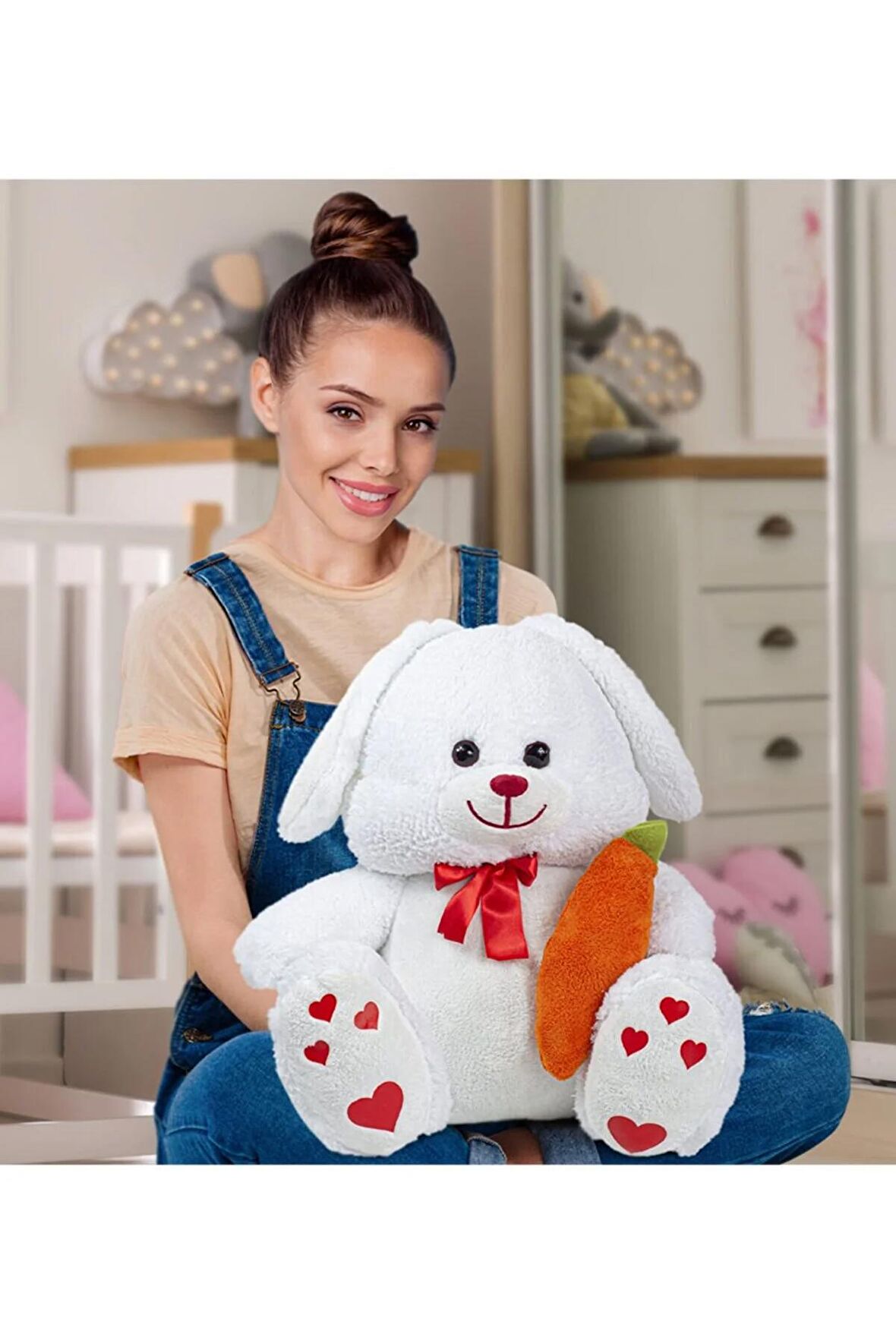 Pandamkee Sevimli 80 Cm Elinde Havuç Tutan Tavşan