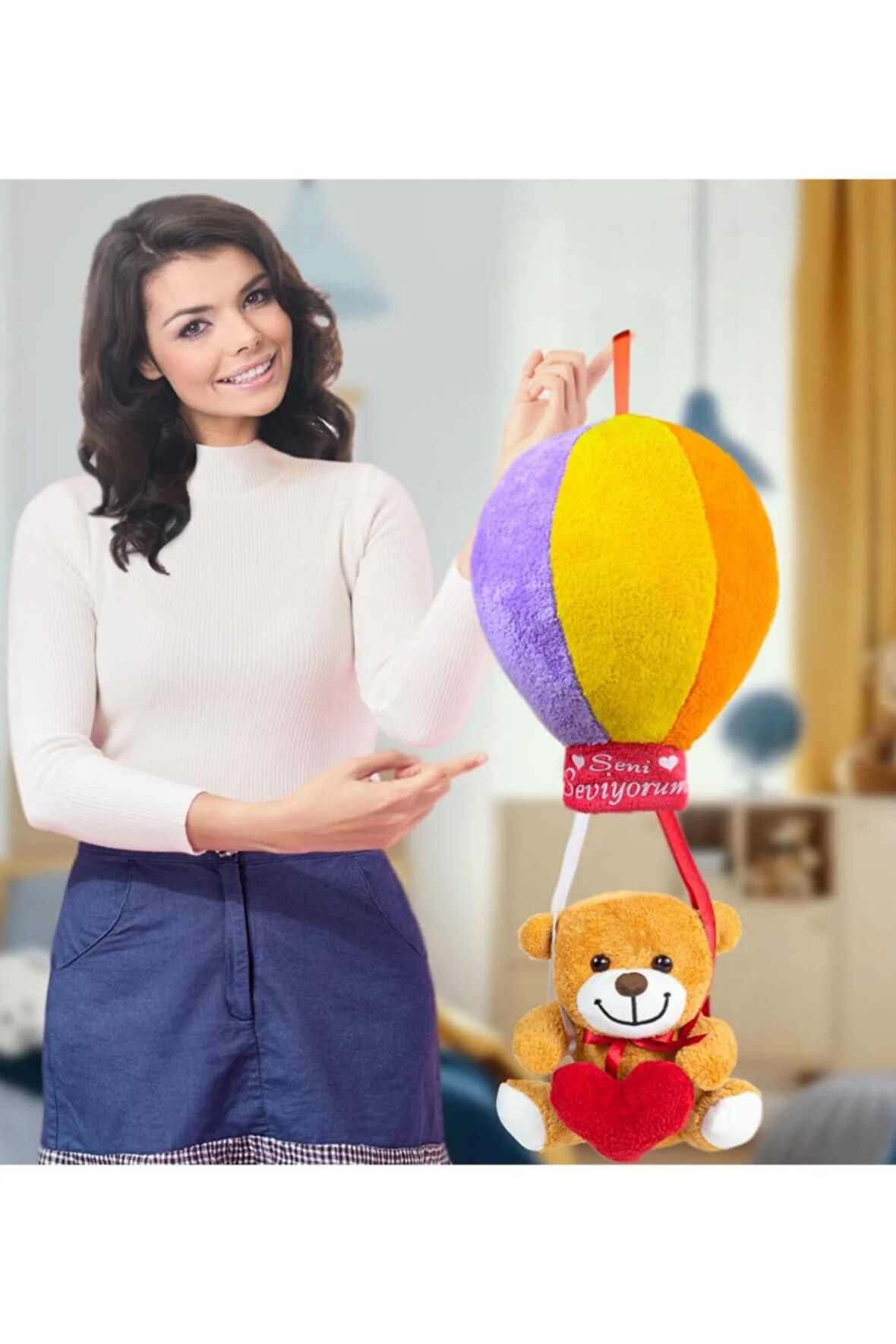 Ayıcı Oyuncak Rengarenk Uçan Balonlu Ayıcık (%100) Yerli