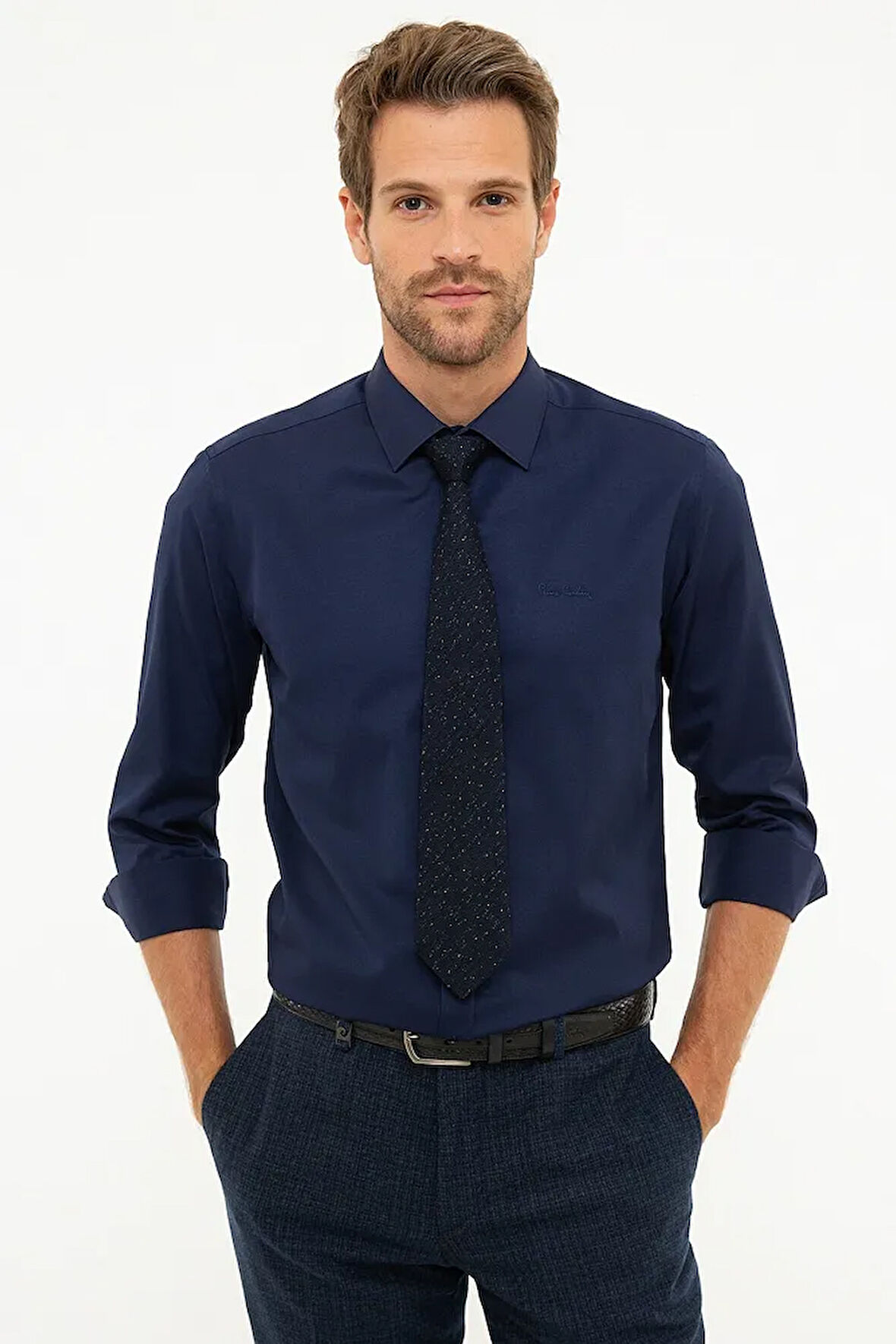 Lacivert Slim Fit Basic Gömlek
