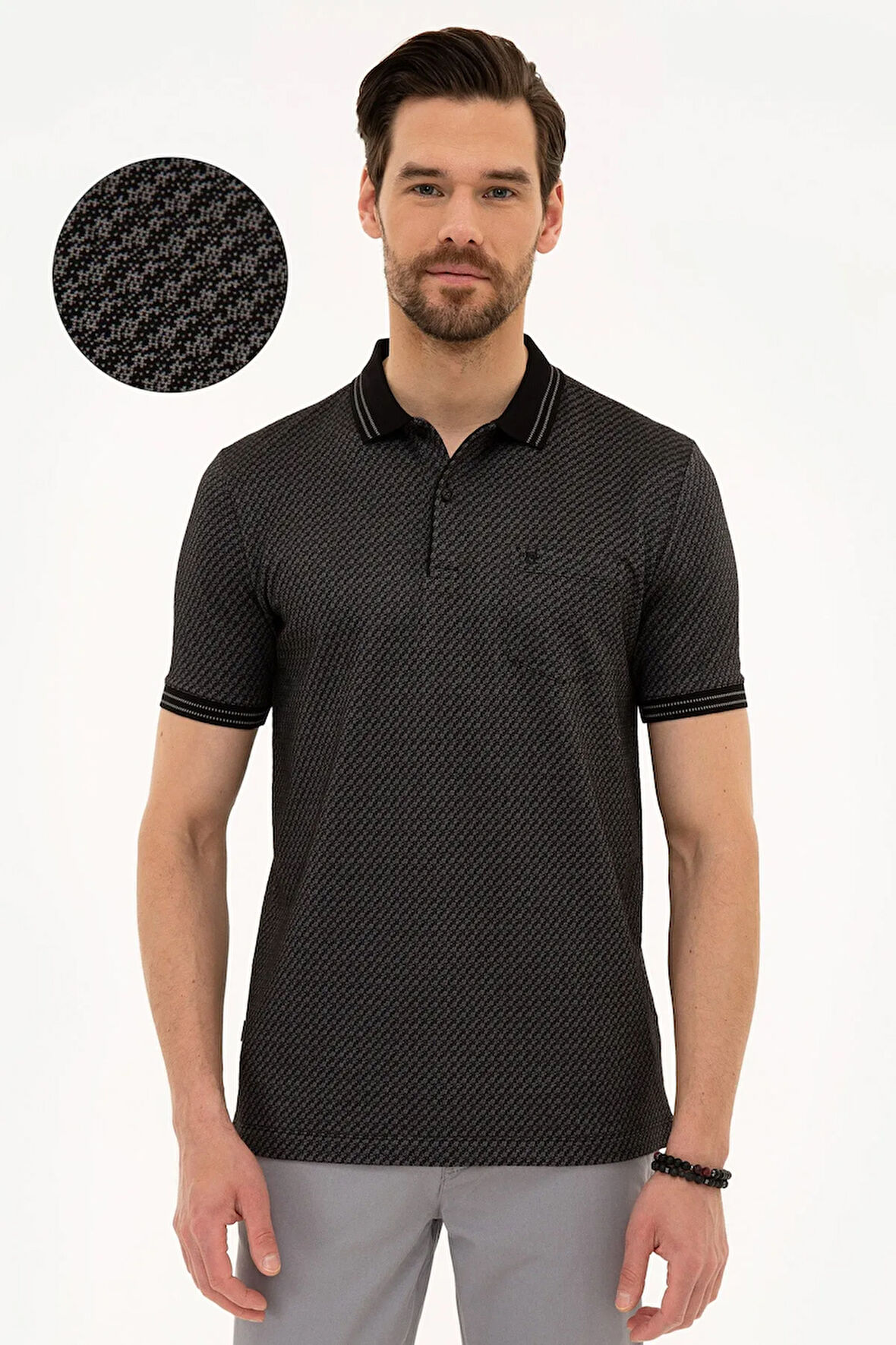 Siyah Regular Fit Polo Yaka T-Shirt