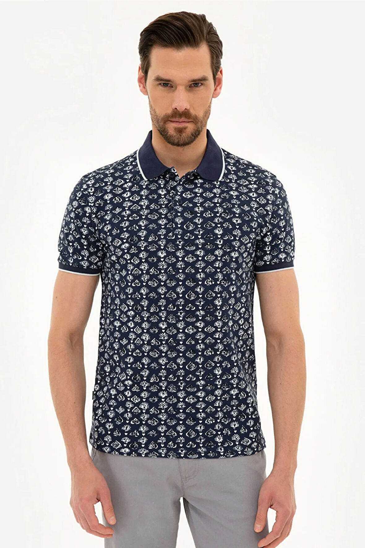 Lacivert Slim Fit Polo Yaka T-Shirt