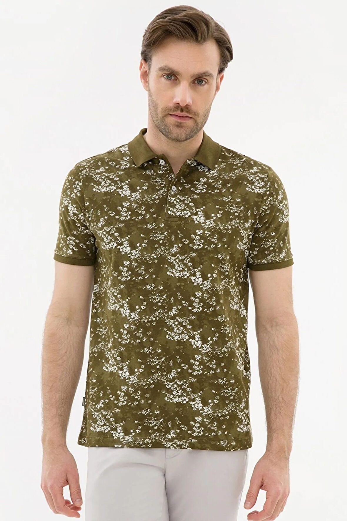Açık Haki Slim Fit Polo Yaka T-Shirt