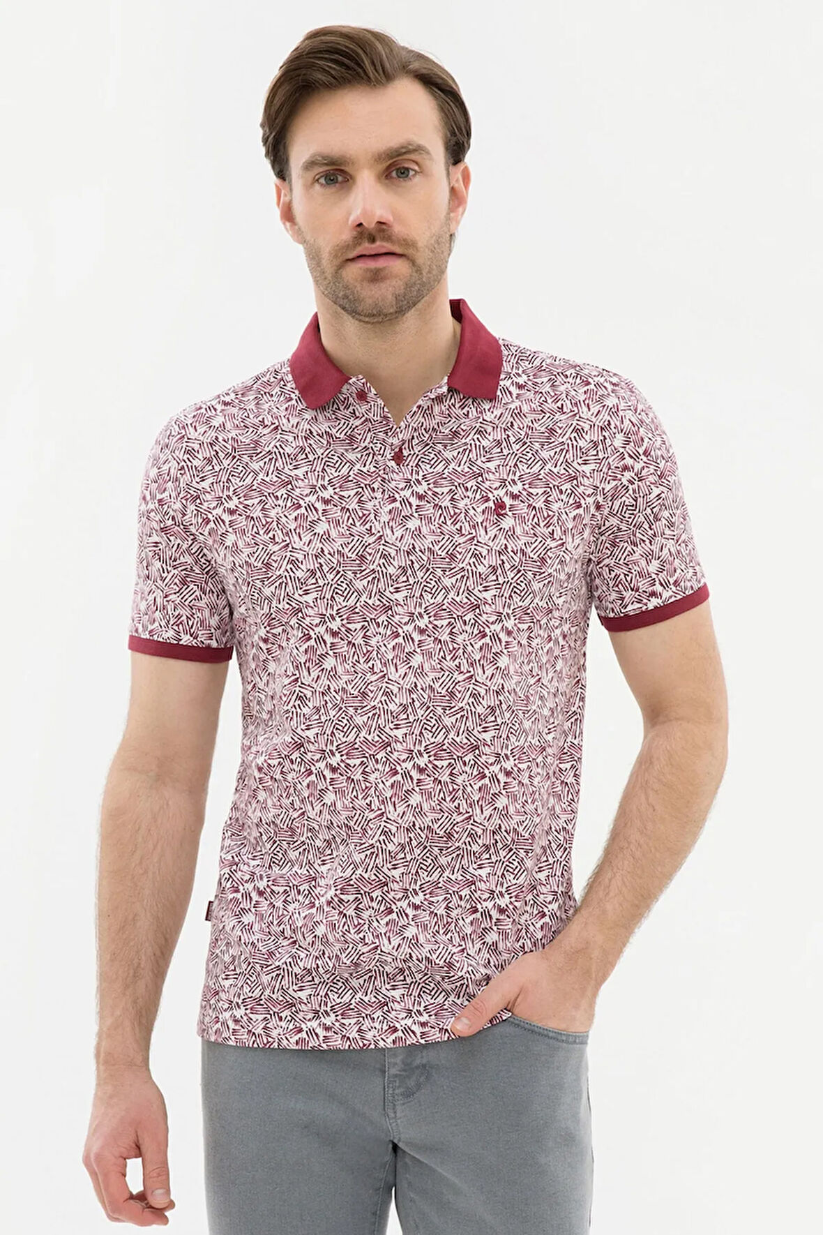 Bordo Slim Fit Polo Yaka T-Shirt