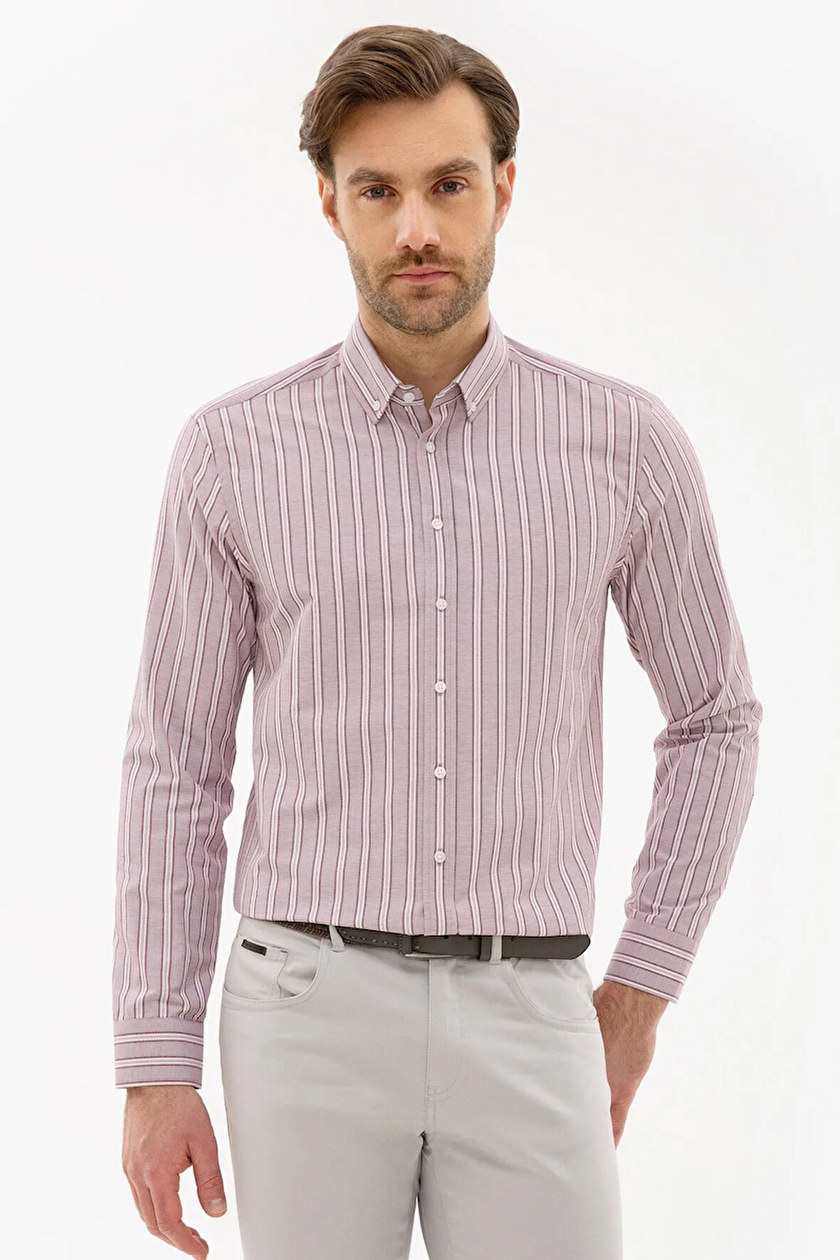 Erkek Açık Mavi Slim Fit Uzun Kollu Gömlek