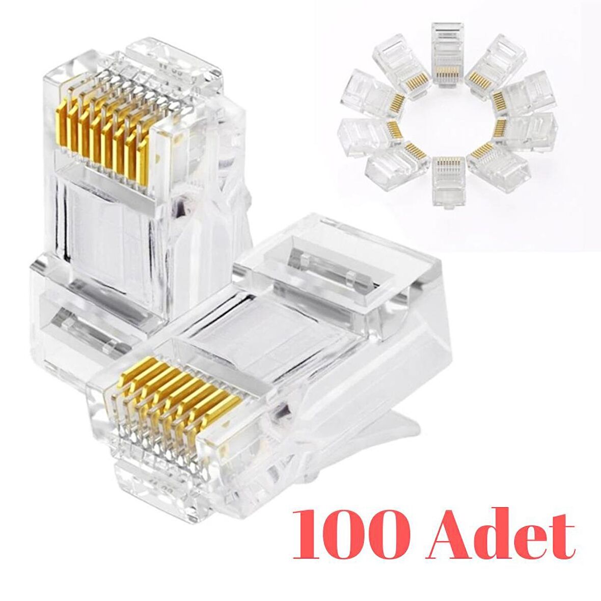 RJ45 JACK RJ-45 JAK UÇ 100 ADET NETWORK CAT5E İNTERNET MODEM ADSL