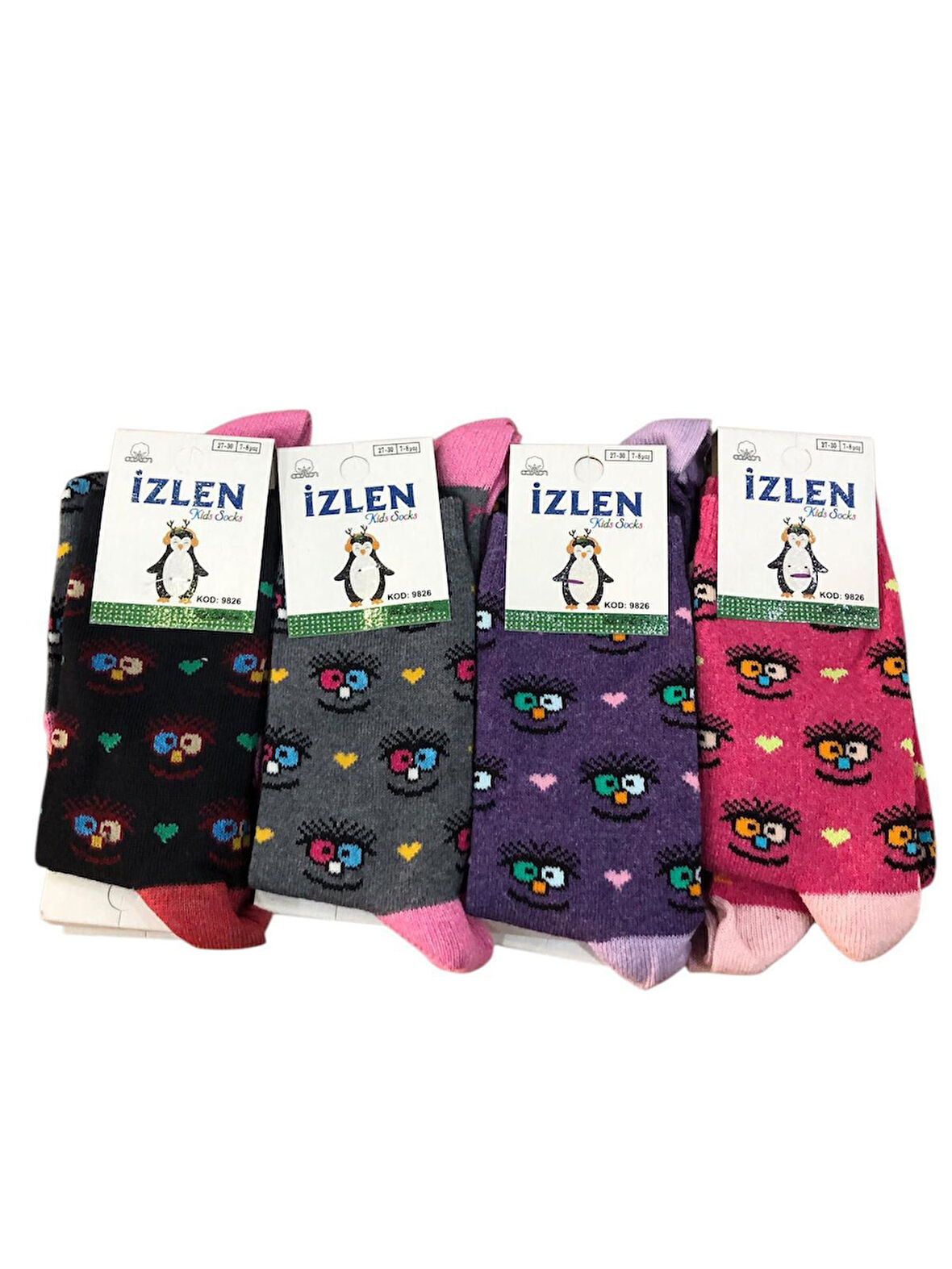 4 Lü İzlen Pamuklu Kız Çocuk Mevsimlik Soket Çorap Karışık Renkler