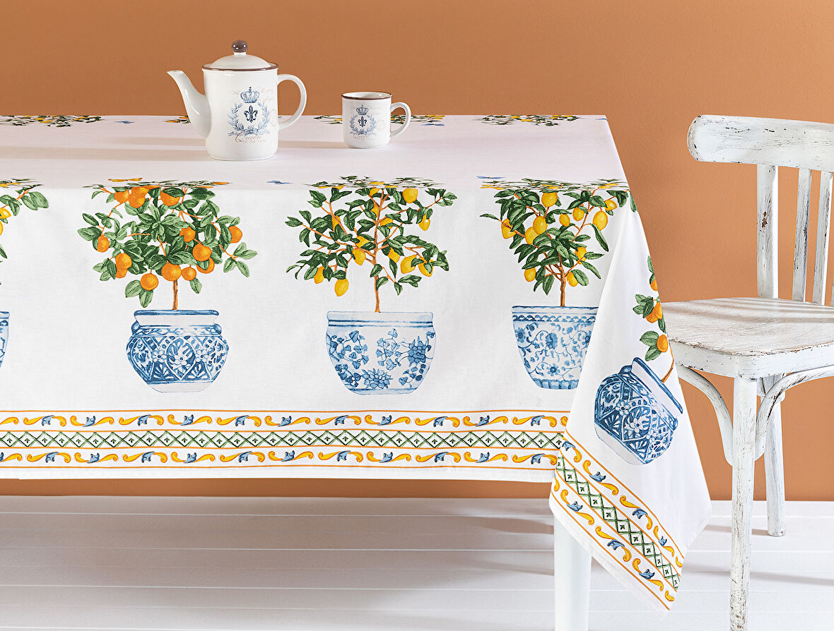 Citron Polycotton Masa Örtüsü - Turuncu - 160x200 cm