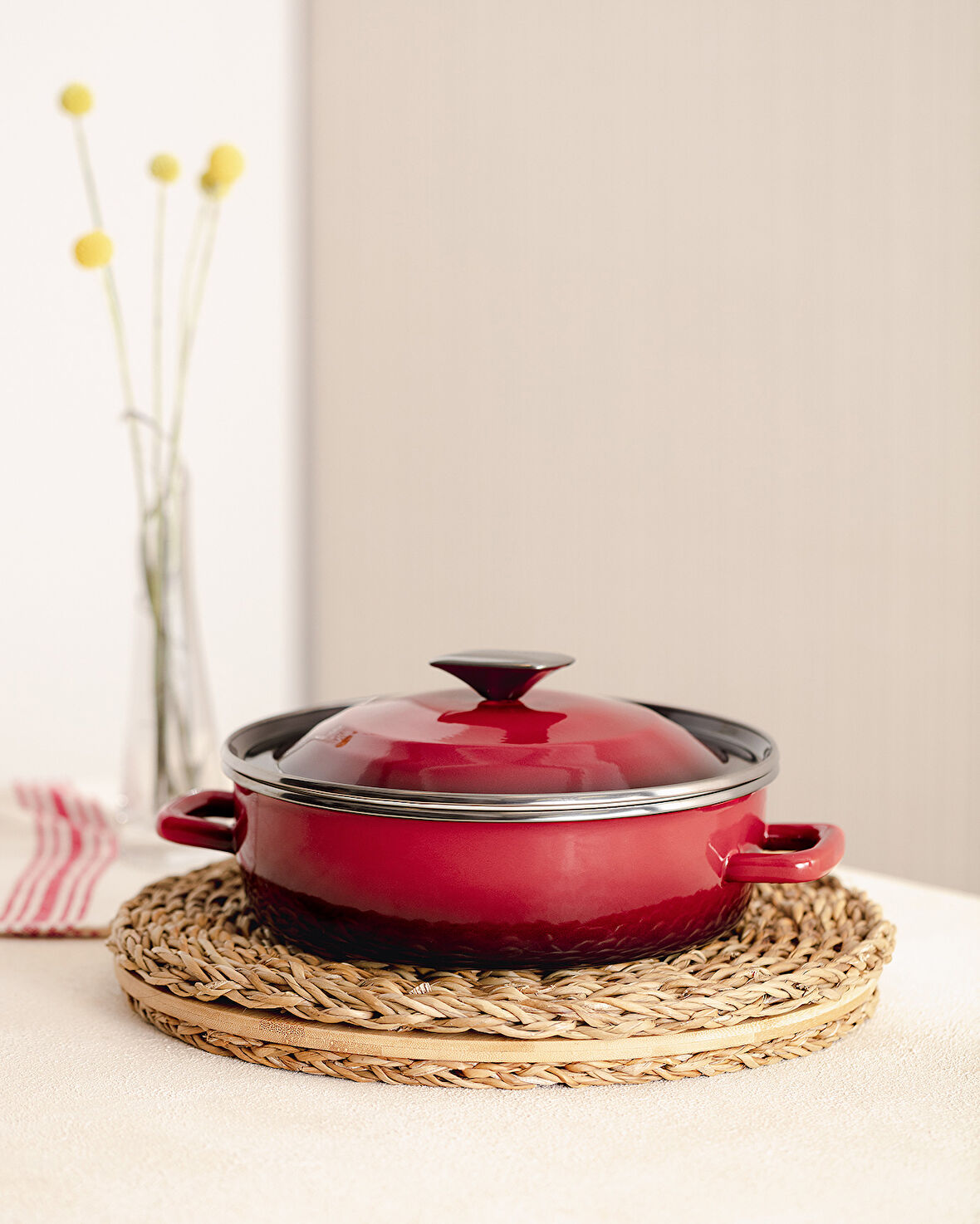 La Garde Kısa Tencere - Kırmızı - 24 cm