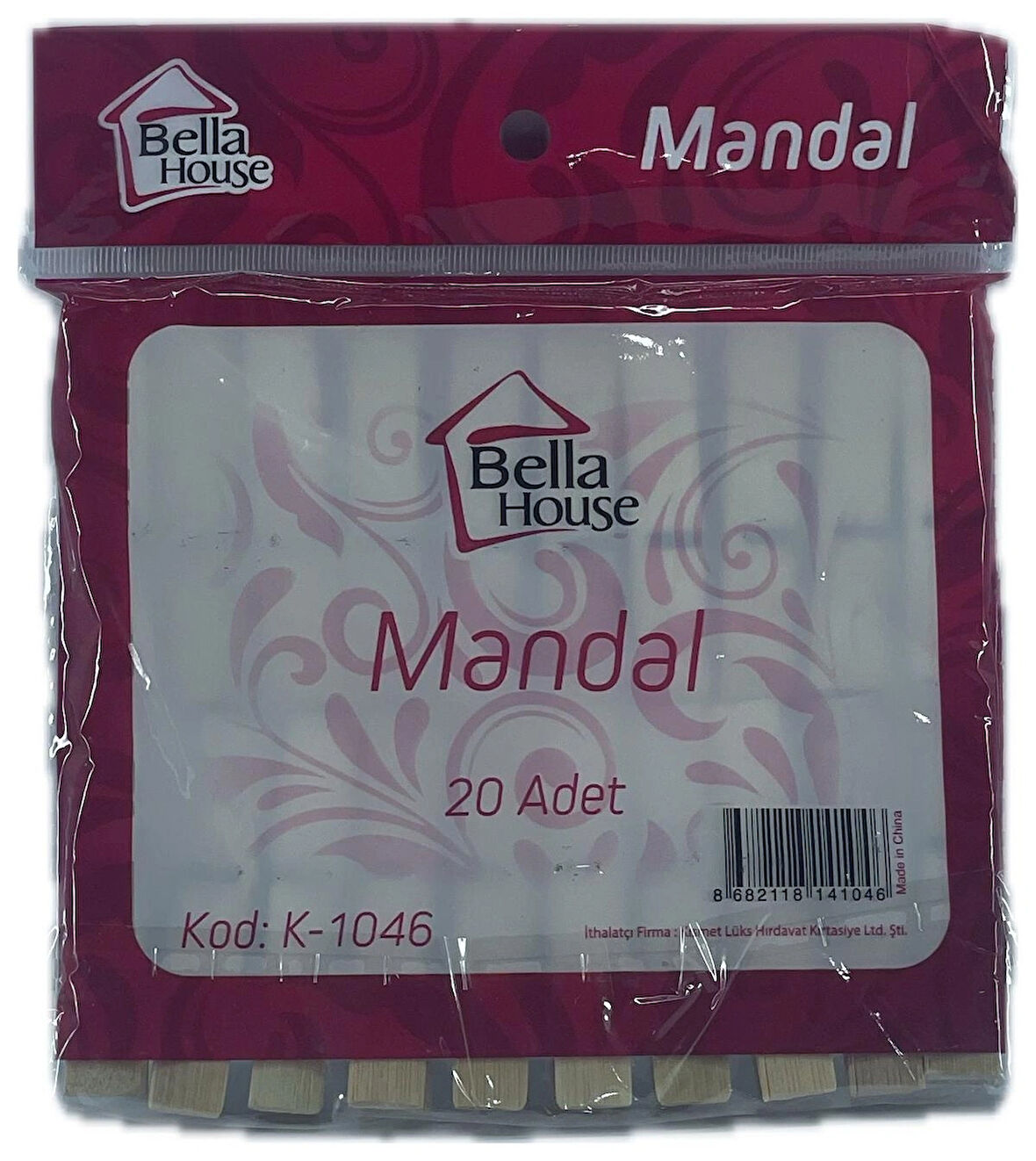 BELLA HOUSE AHŞAP MANDAL 20 Lİ