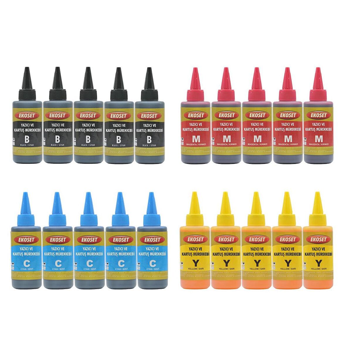 Ekoset Yazıcı ve Kartuş dolum mürekkebi 4 renk 4x500ml