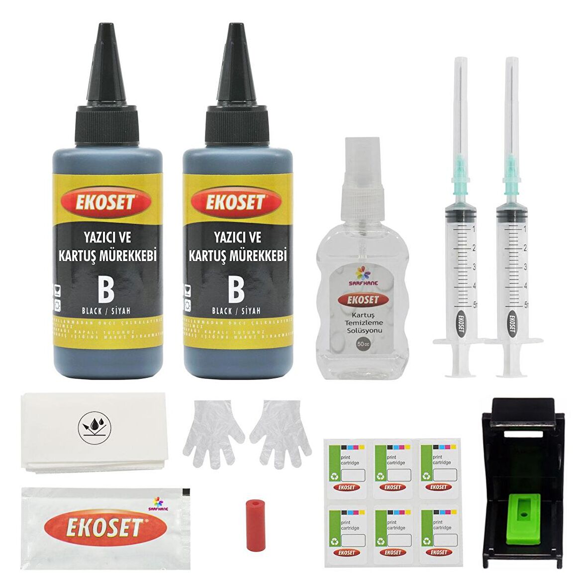 Ekoset hp 1115, hp 650 uyumlu Siyah Kartuş Dolum seti 2x100ml