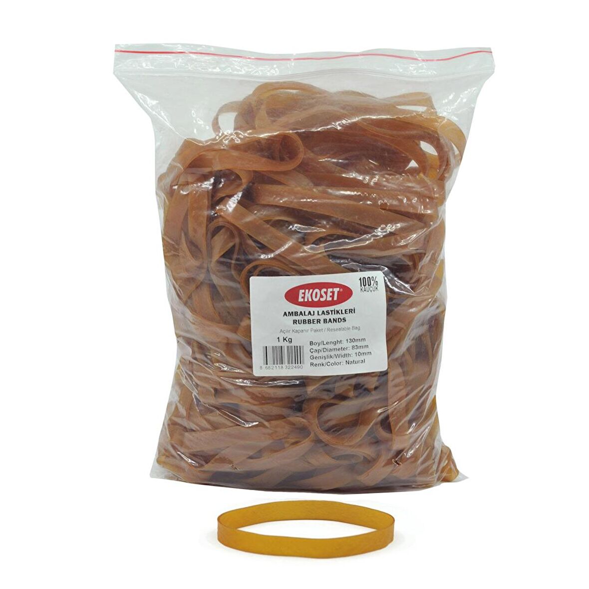 Ekoset 130x10mm Extra Geniş Kauçuk Paket Ambalaj Lastiği 1Kg