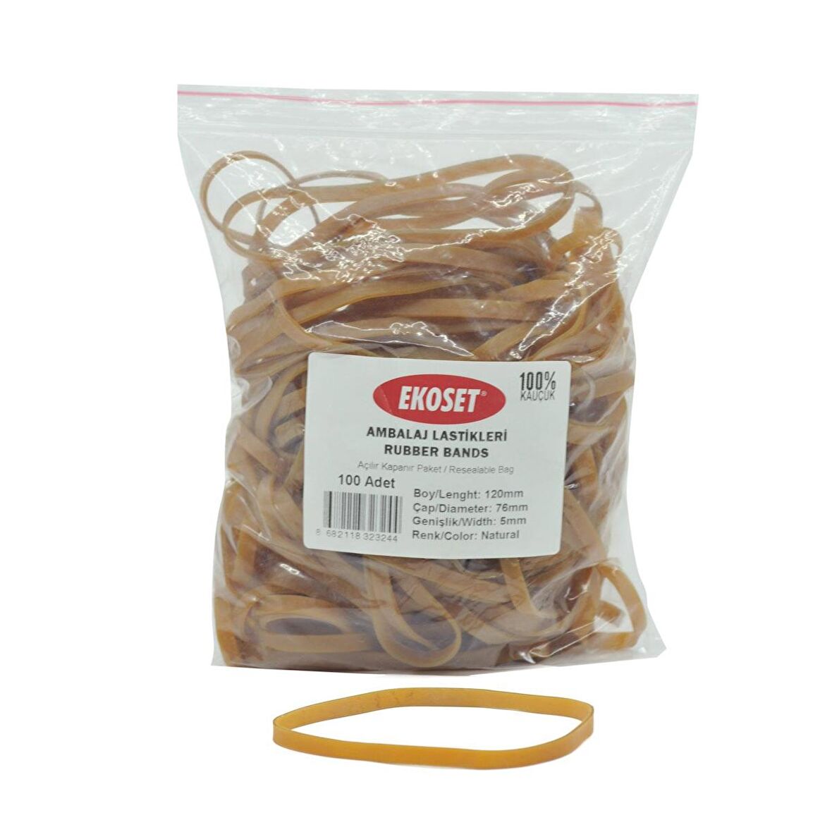 Ekoset 120x5mm Geniş Kauçuk Paket Ambalaj Kasa Lastiği 100 Adet