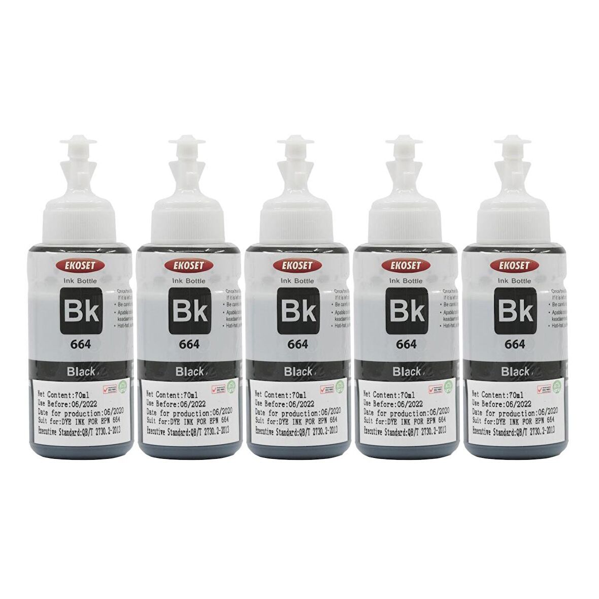 Ekoset Epson L486 L455 L550 L565 Siyah Muadil Mürekkep 70ml 5 adet