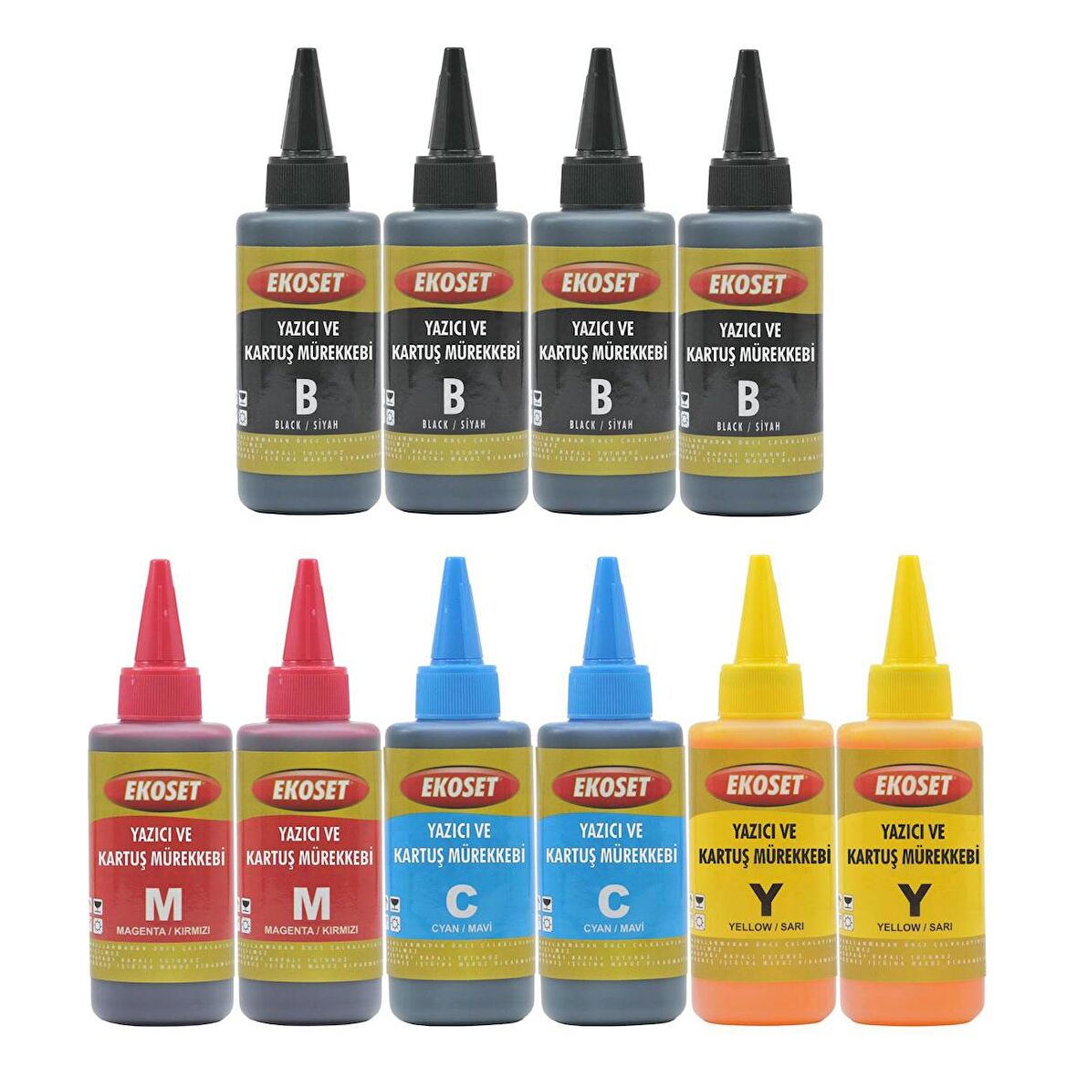 Ekoset Canon G3400 G3410 G3411 G3415 uyumlu Renkli Mürekkep 100ml 10'lu set