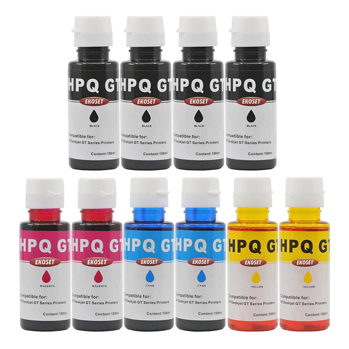 Ekoset hp smarttank 500 515 530 615 uyumlu Renkli Mürekkep 10 adet