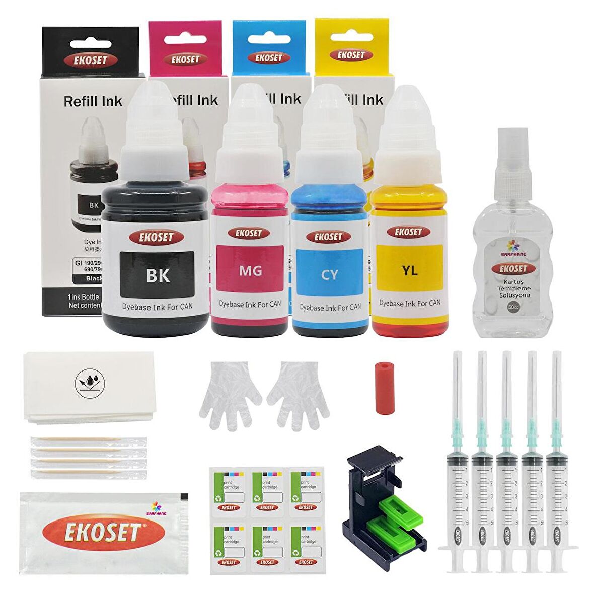 Ekoset Canon E204 E304 E3140 PG46 CL56 uyumlu 4 Renk Kartuş Dolum Seti