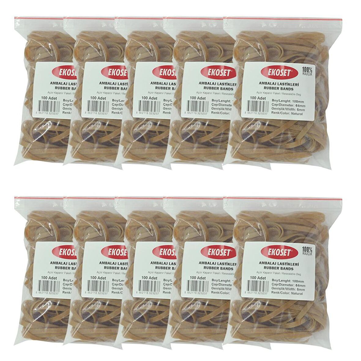 Ekoset 100x5mm Geniş Kauçuk Paket Ambalaj Lastiği 1.000 Adet