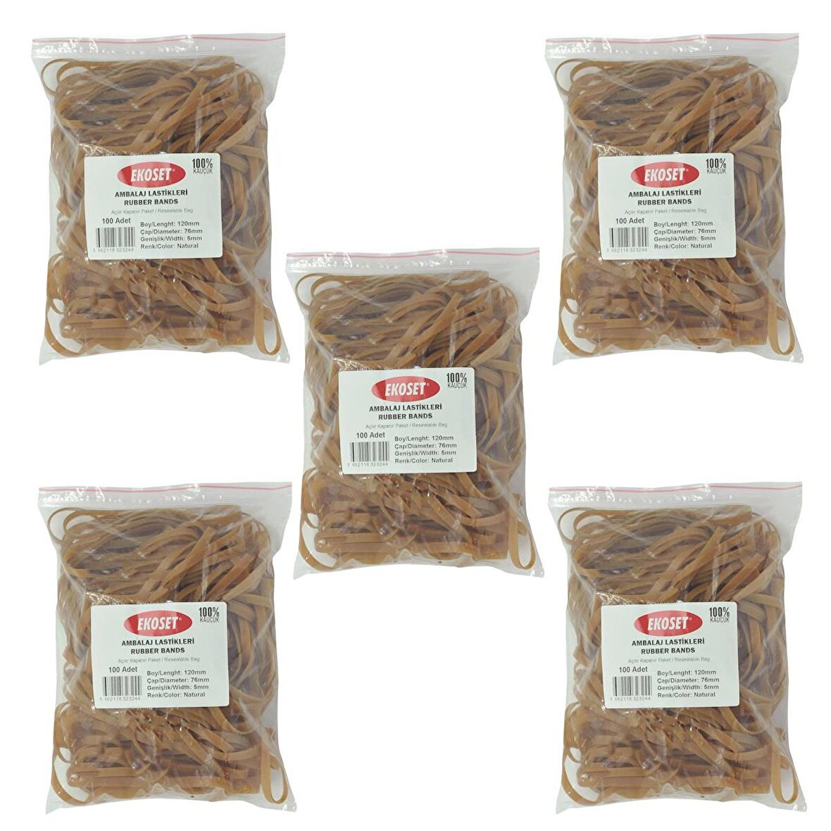 Ekoset 120x5mm Geniş Kauçuk Paket Ambalaj Kasa Lastiği 500 Adet