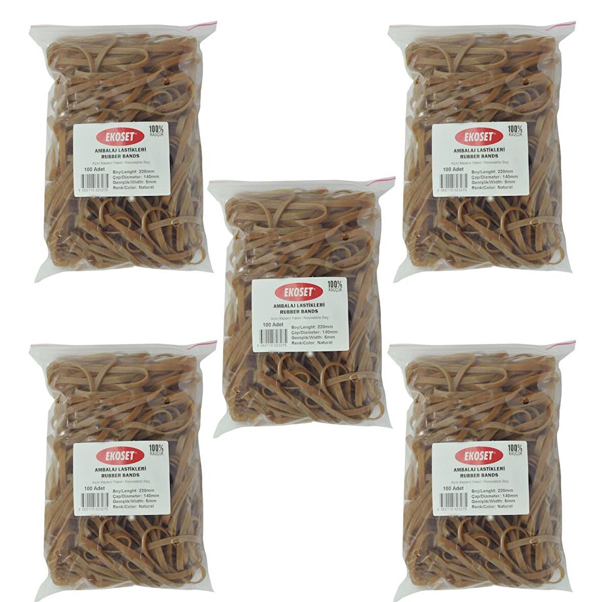 Ekoset 220x5mm Geniş Kauçuk Paket Ambalaj Kasa Lastiği 500 Adet