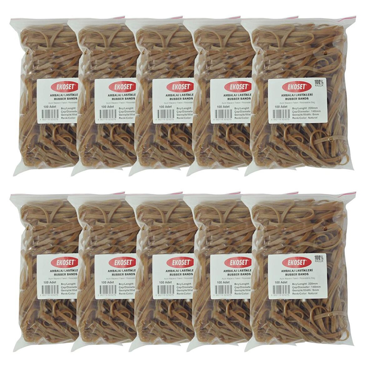 Ekoset 220x5mm Geniş Kauçuk Paket Ambalaj Kasa Lastiği 1.000 Adet