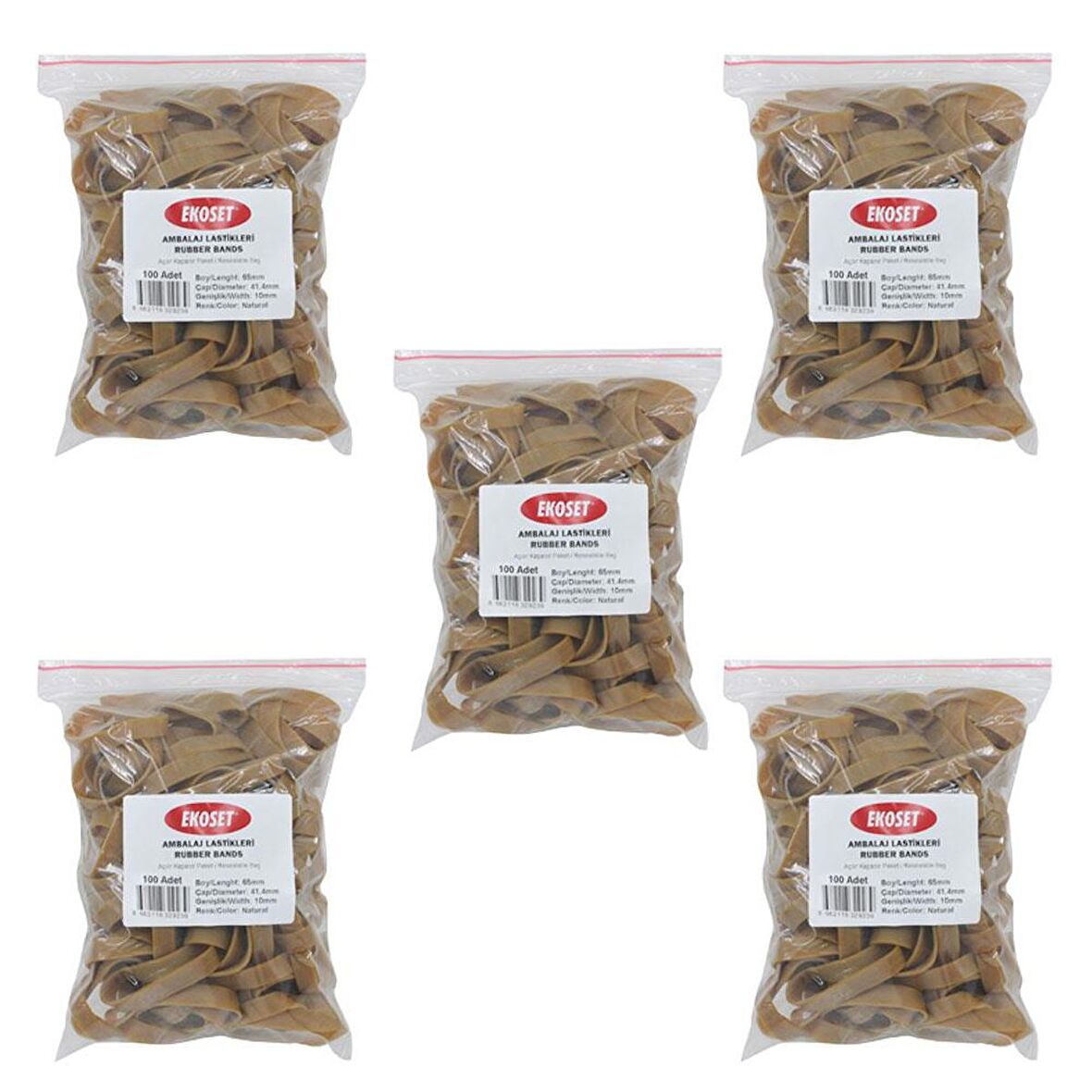 Ekoset 65x10mm Geniş Kauçuk Paket Ambalaj Lastiği 500 Adet