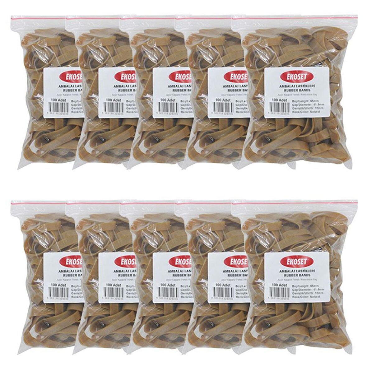 Ekoset 65x10mm Geniş Kauçuk Paket Ambalaj Lastiği 1.000 Adet