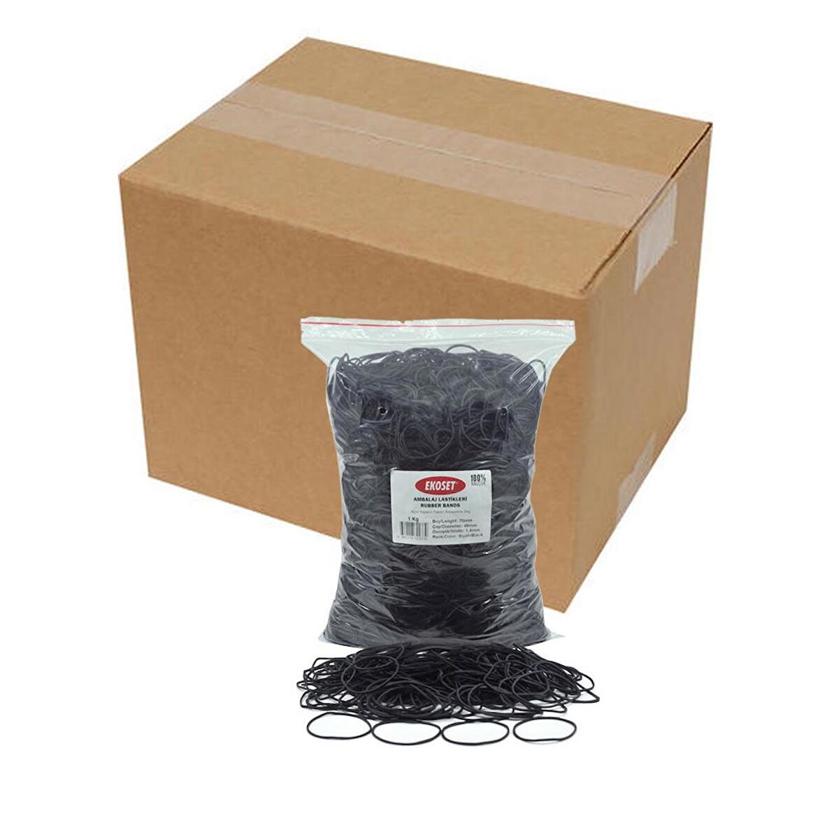 Ekoset 70mm Siyah Renkli Kauçuk Paket Ambalaj Lastiği 12Kg Koli