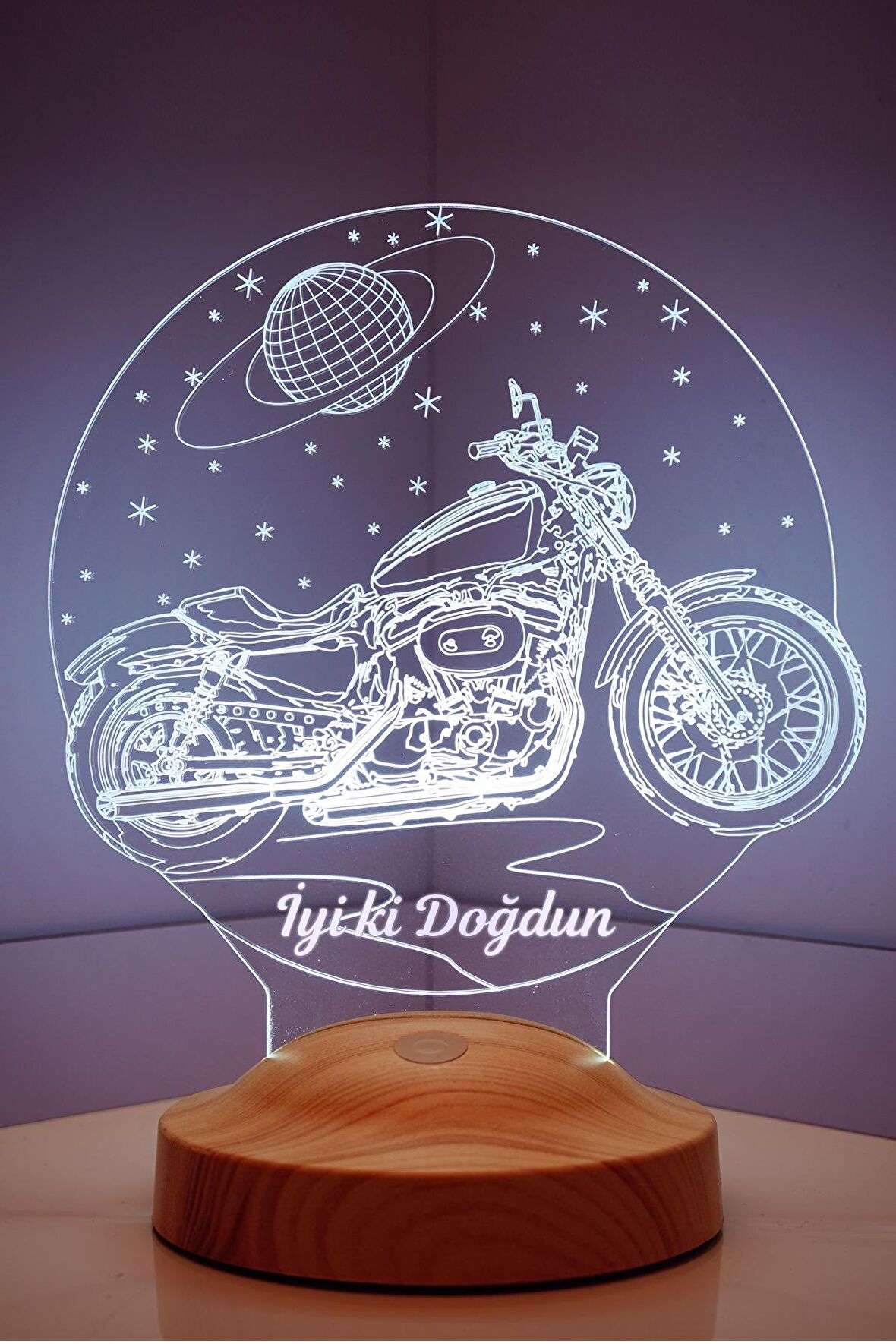Sevgilambası 3D İyi ki Doğdun Motorsiklet Chopper Led Lamba