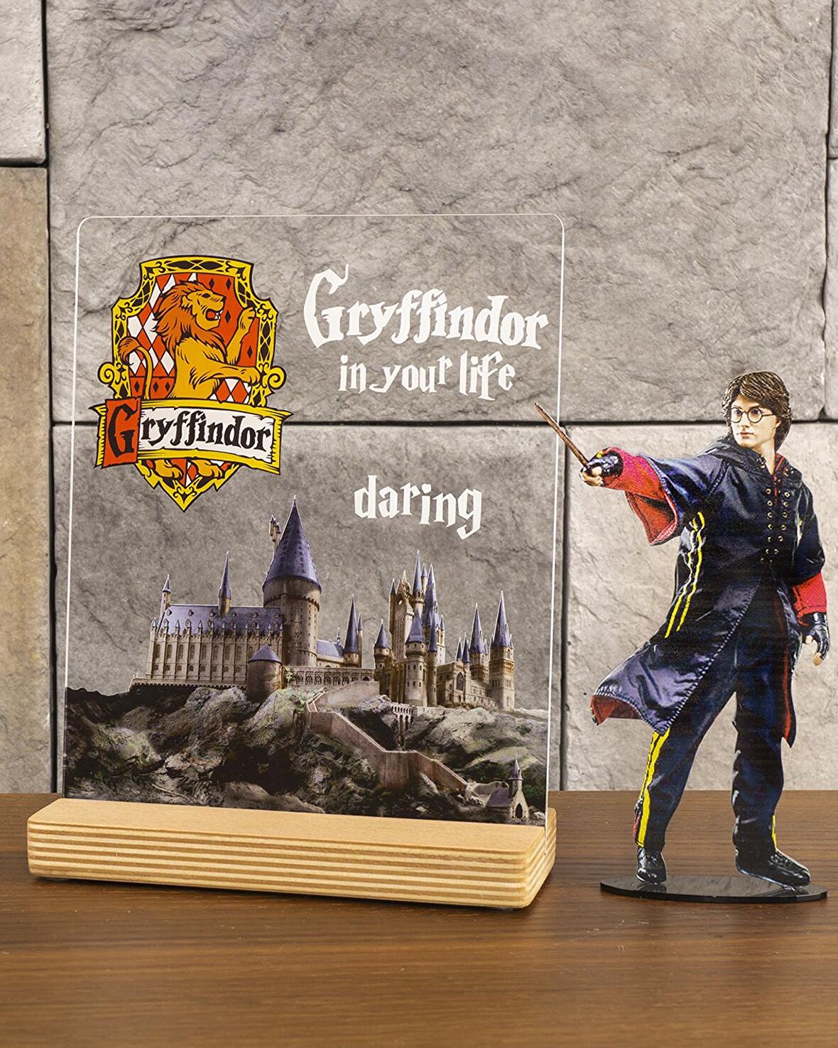 Sevgilambası Harry Potter Hediyesi Hogwarts Gryffindor Binası Şeffaf Tablo