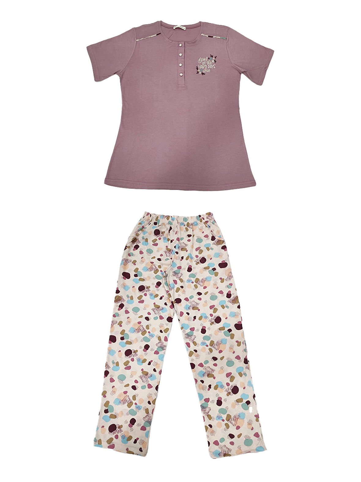 Over Sleep 135K Kadın Yazlık Pamuk Kısa Kol Pijama Takım