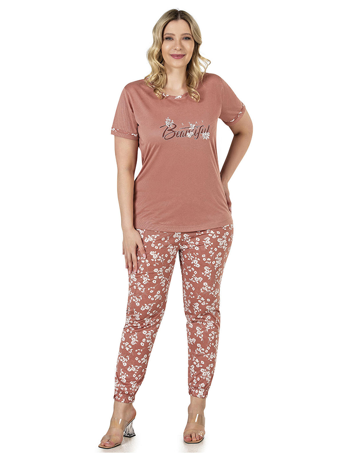 Dowry 08049 Kadın Yazlık Kısakol Büyük Beden Pijama Takım