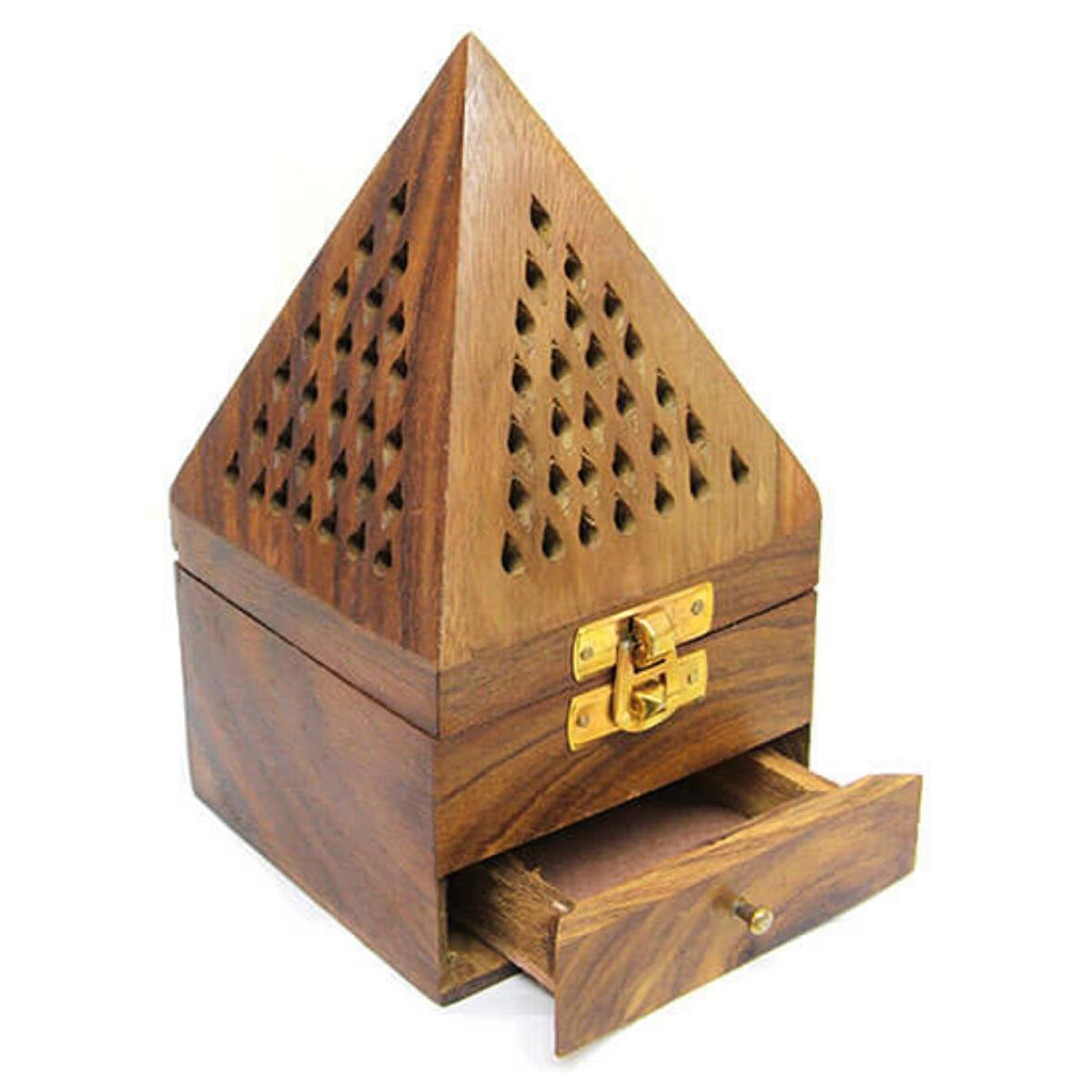 Konik Tütsü Yakma Kutusu Ahşap Piramit 16cm