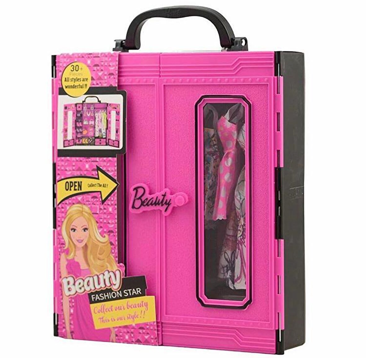 Pembe Gardrop Beauty Fashion Çantalı Giysi Dolabı 30+ Kıyafet Ayakkabı