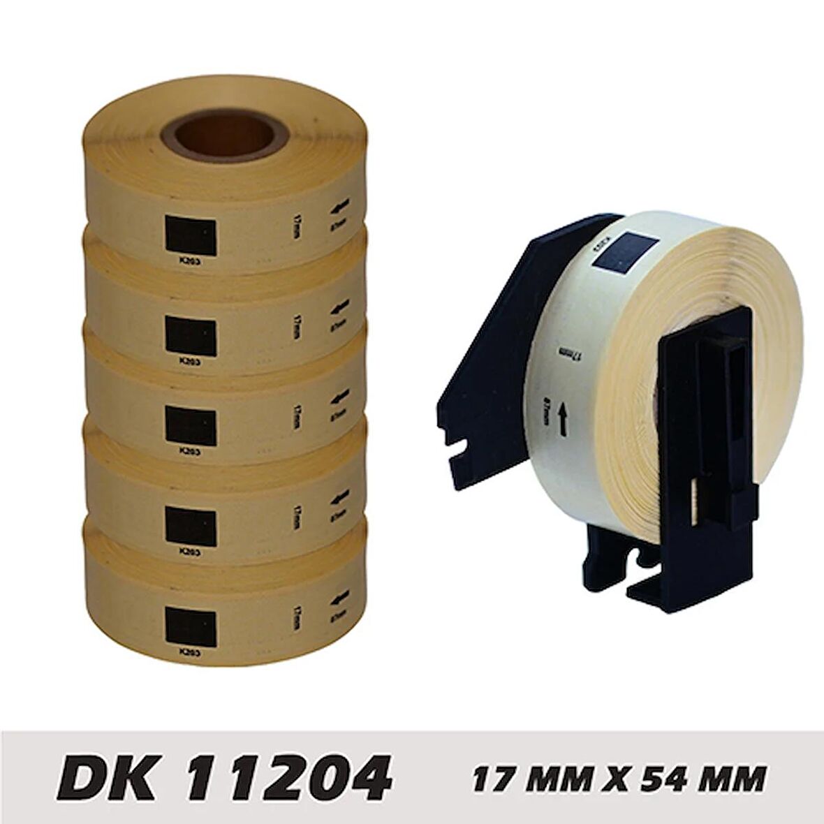 EcotagPlus Brother DK 11204 Etiket 17 mm x 54 mm - 6 x 400 Adet + Tutucu