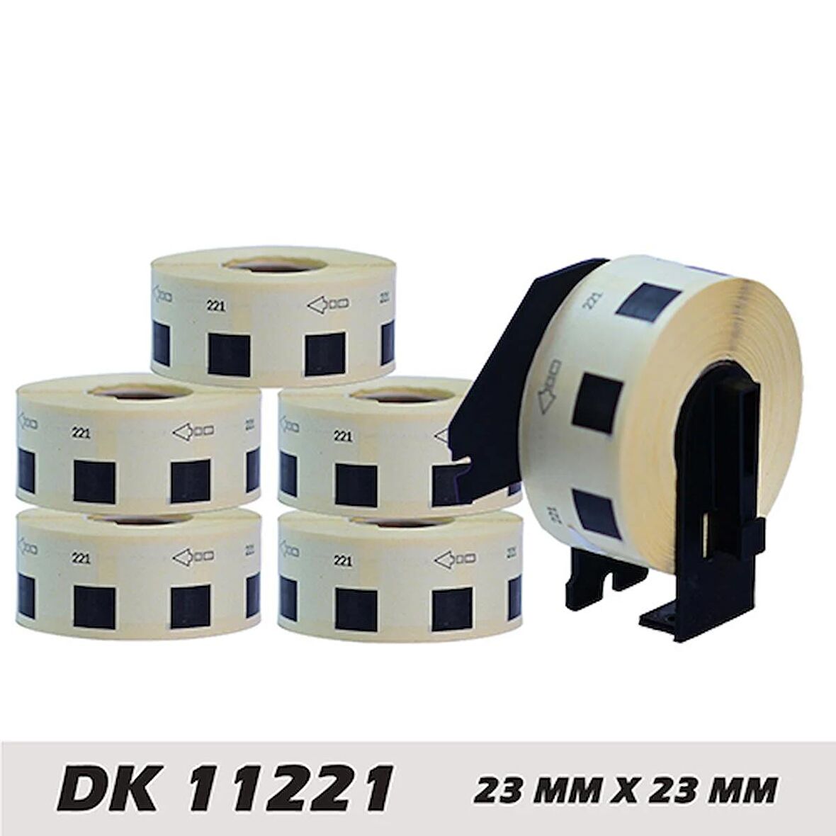 EcotagPlus Brother DK 11221 Etiket 23 mm x 23 mm - 6 X 1000 Adet + Tutucu