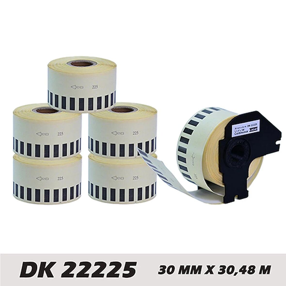 EcotagPlus Brother DK 22225  Etiket 38 mm x 30,48 m -Sürekli - 6 Adet + Tutucu