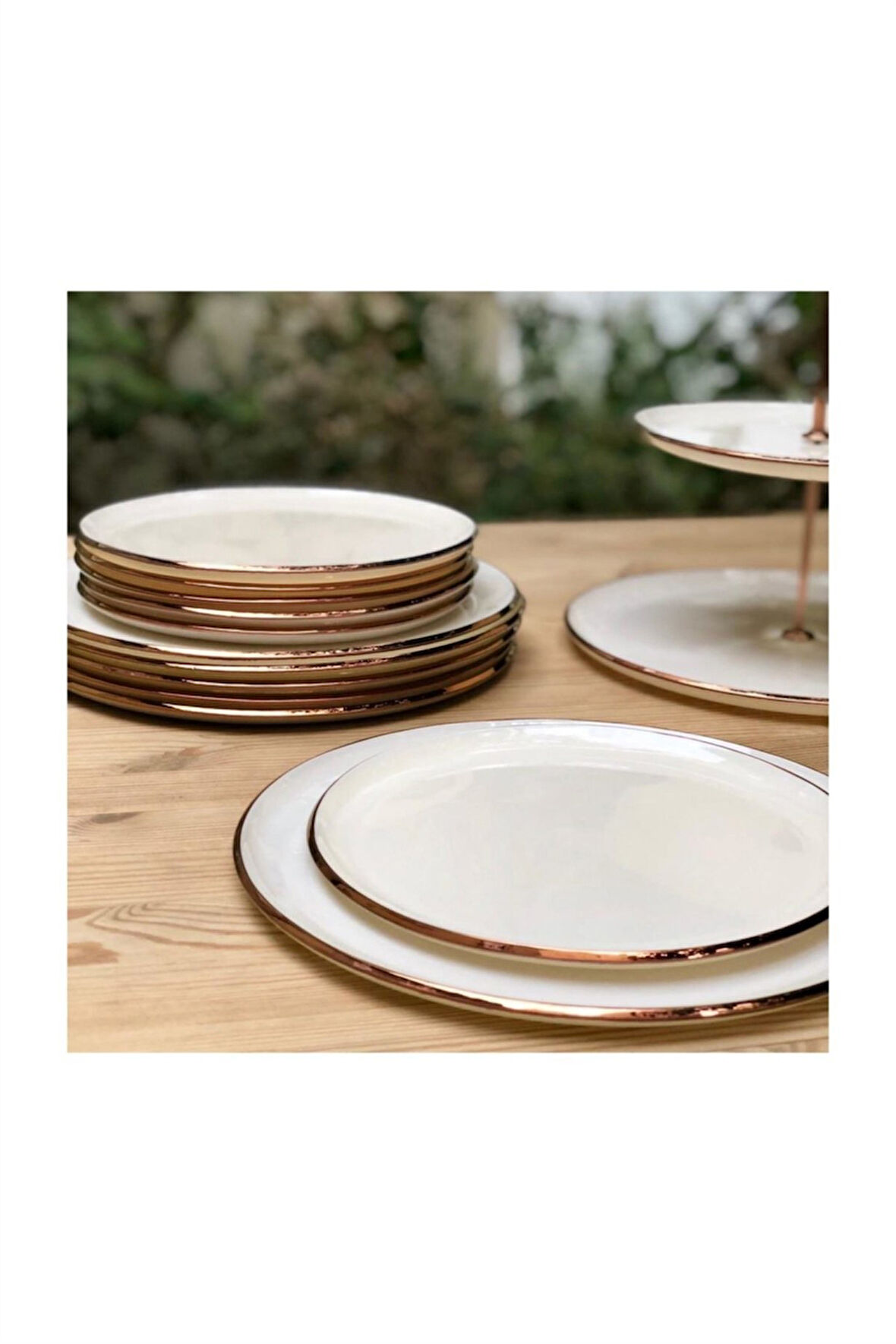 Glore 21 Cm Solid Krem Pasta Tabağı 6 Lı Rose Gold 25025