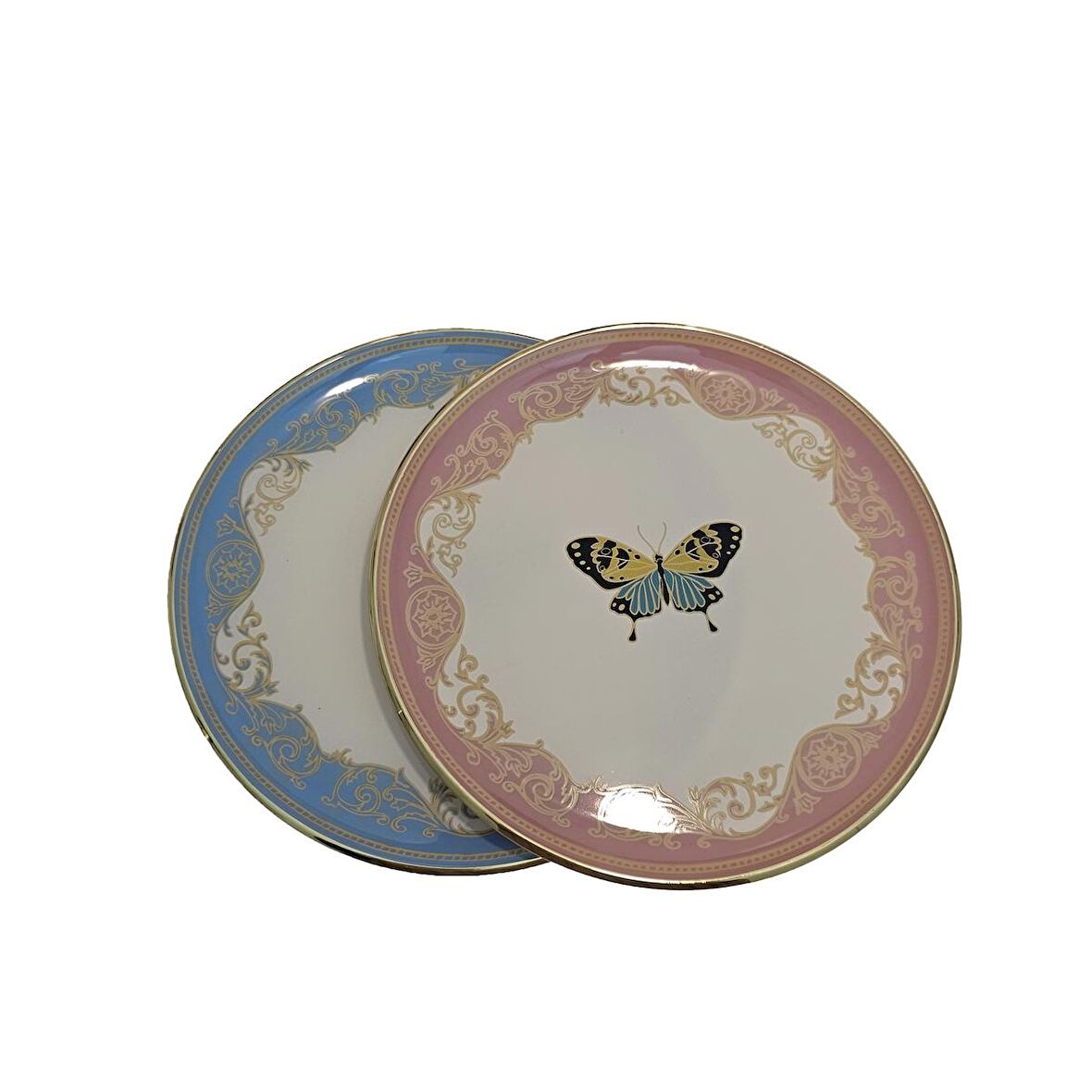 Glore Butterfly Effect Altın Yaldızlı Cam Pasta Tabağı