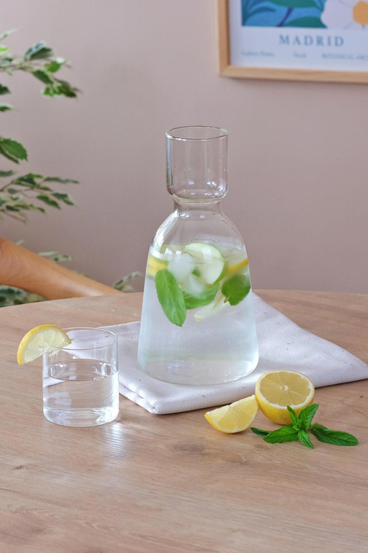Cam Başucu Sürahisi ve Bardak 12x23,5cm - 1.400ml