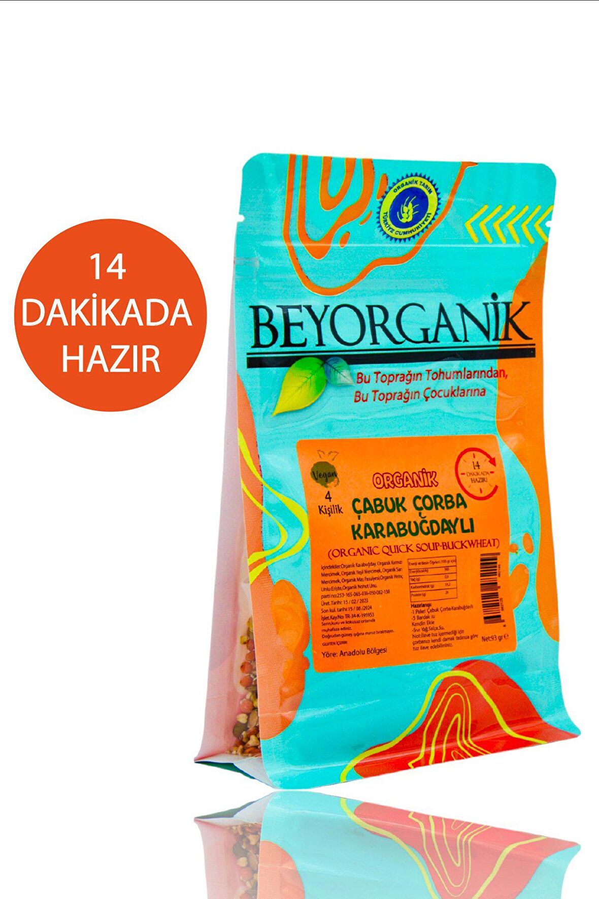 Organik Çabuk Çorba Karabuğdaylı 93gr 14 Dakikada Hazır