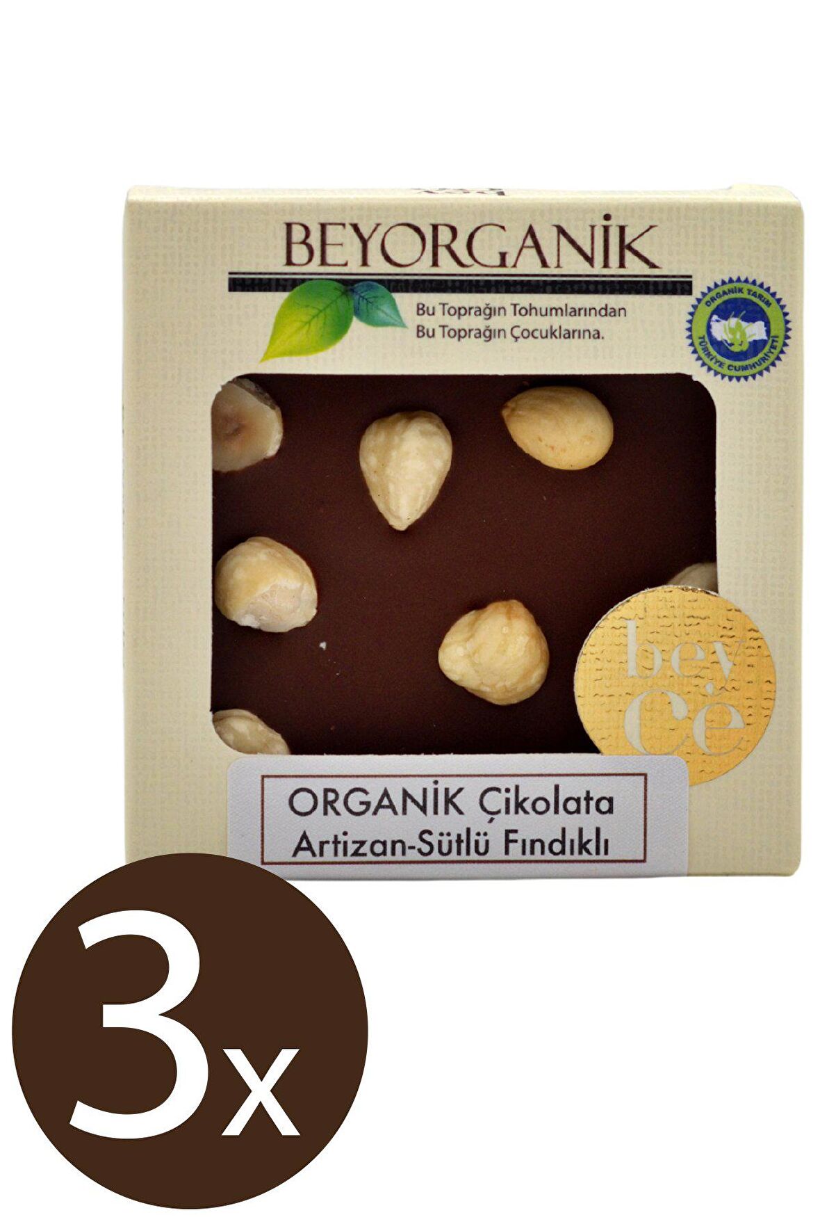 Organik Çikolata Artizan Sütlü Fındıklı 40gr 3* ADET