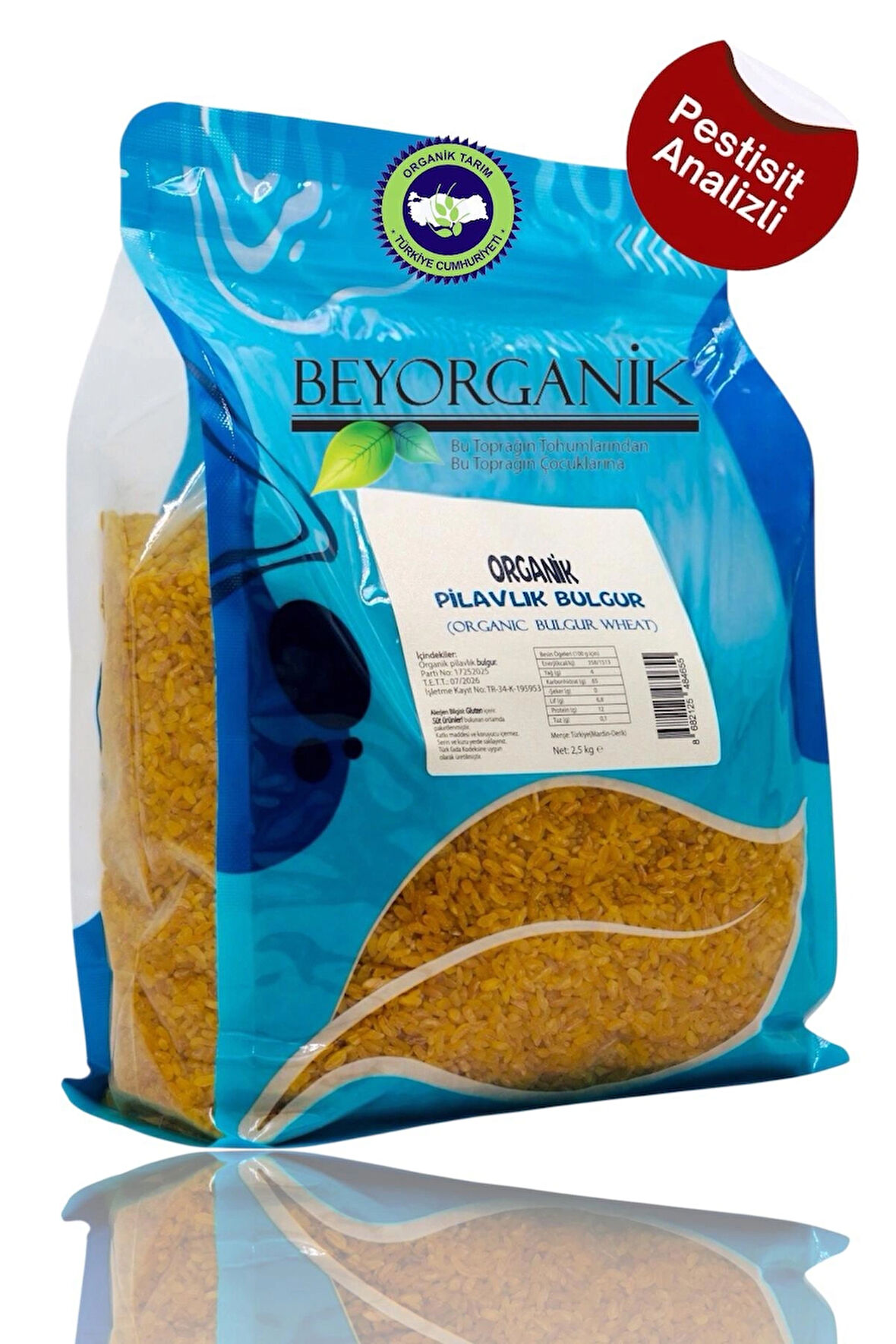 Organik Pilavlık Bulgur 2,5kg (PESTİSİT VE AFLATOKSİN ANALİZLİ)