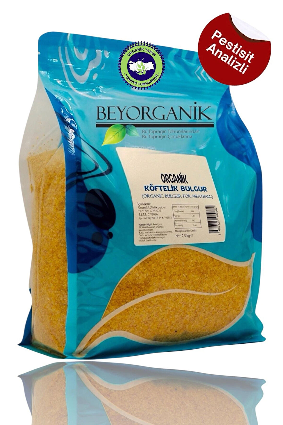 Organik Köftelik Bulgur 2,5kg (PESTİSİT VE AFLATOKSİN ANALİZLİ)