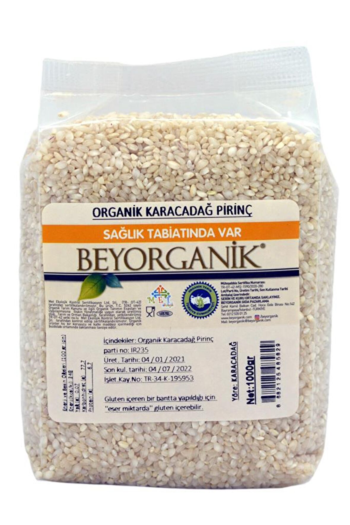 BeyOrganik Karacadağ Pirinç 1000 Gr