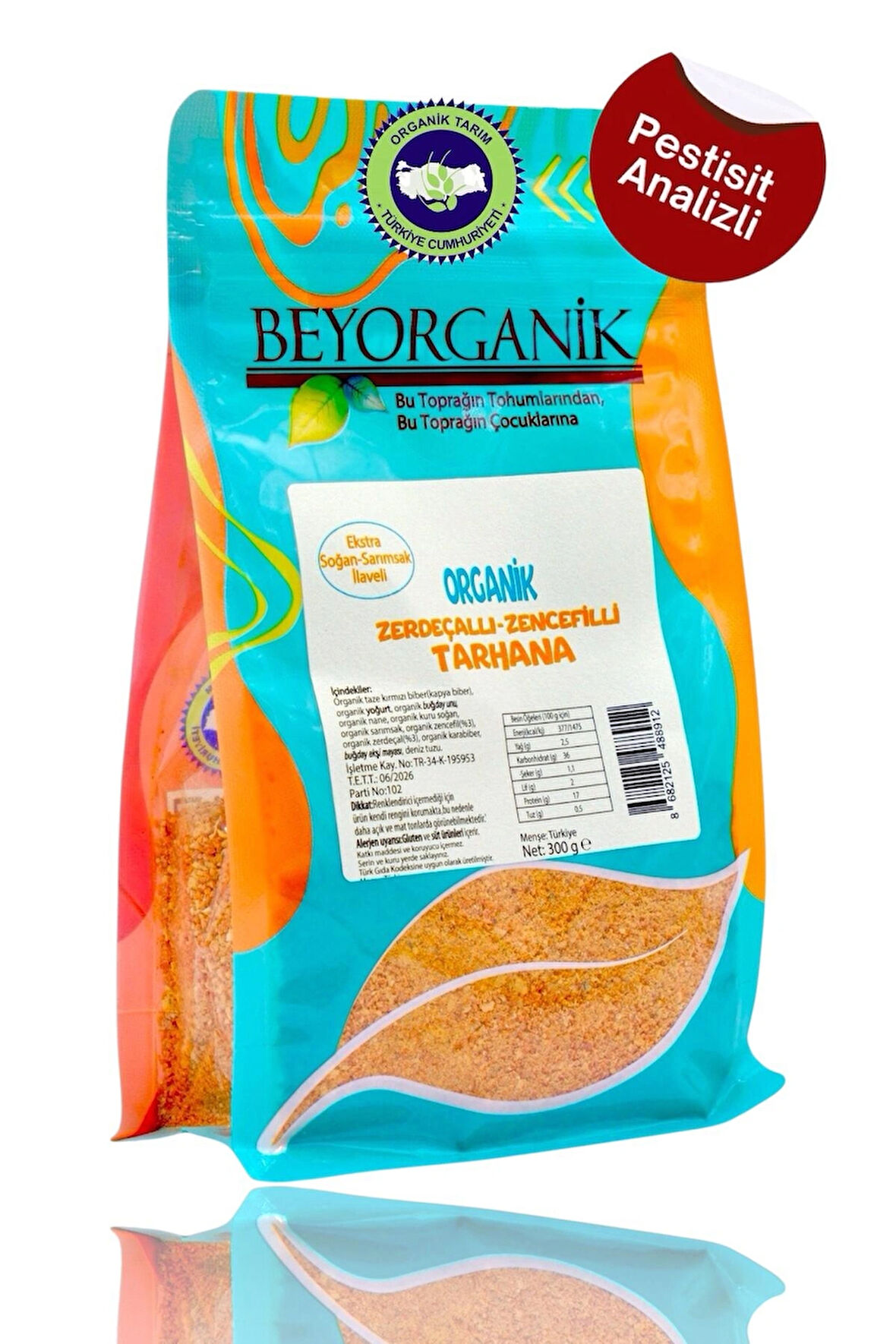 ORGANİK Zerdeçallı-zencefilli Tarhana 300gr (PESTİSİT ANALİZLİ) (EKSTRA SOĞAN ve SARIMSAKLI)