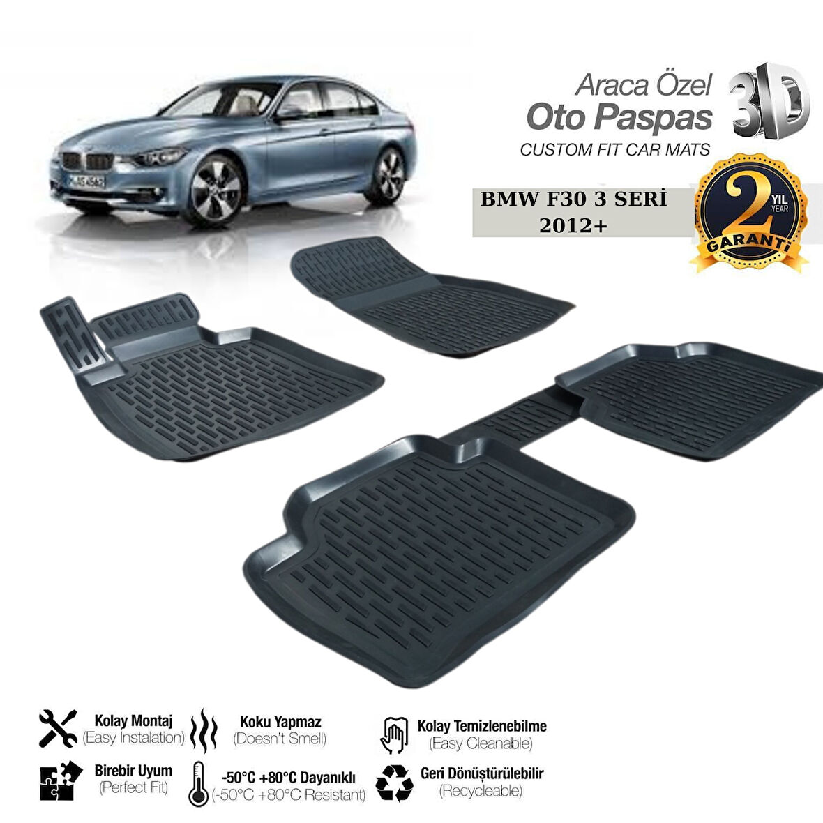 3D PASPAS SİYAH BMW 3 SERİSİ F30 2012-2019