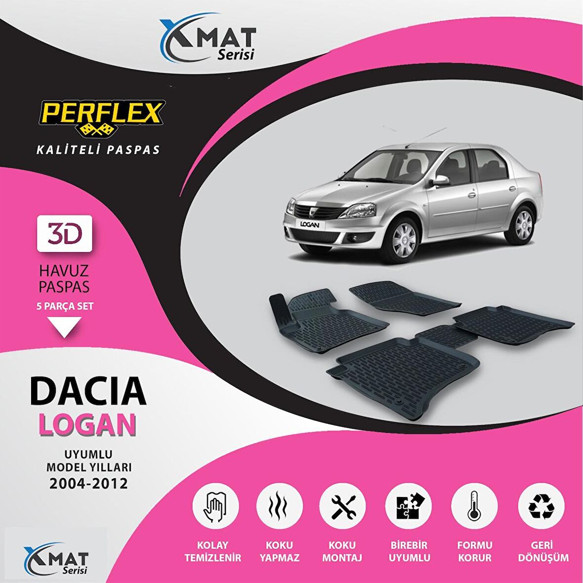 Perflex Paspas 3D Havuzlu X-Mat Logan 2004-2012