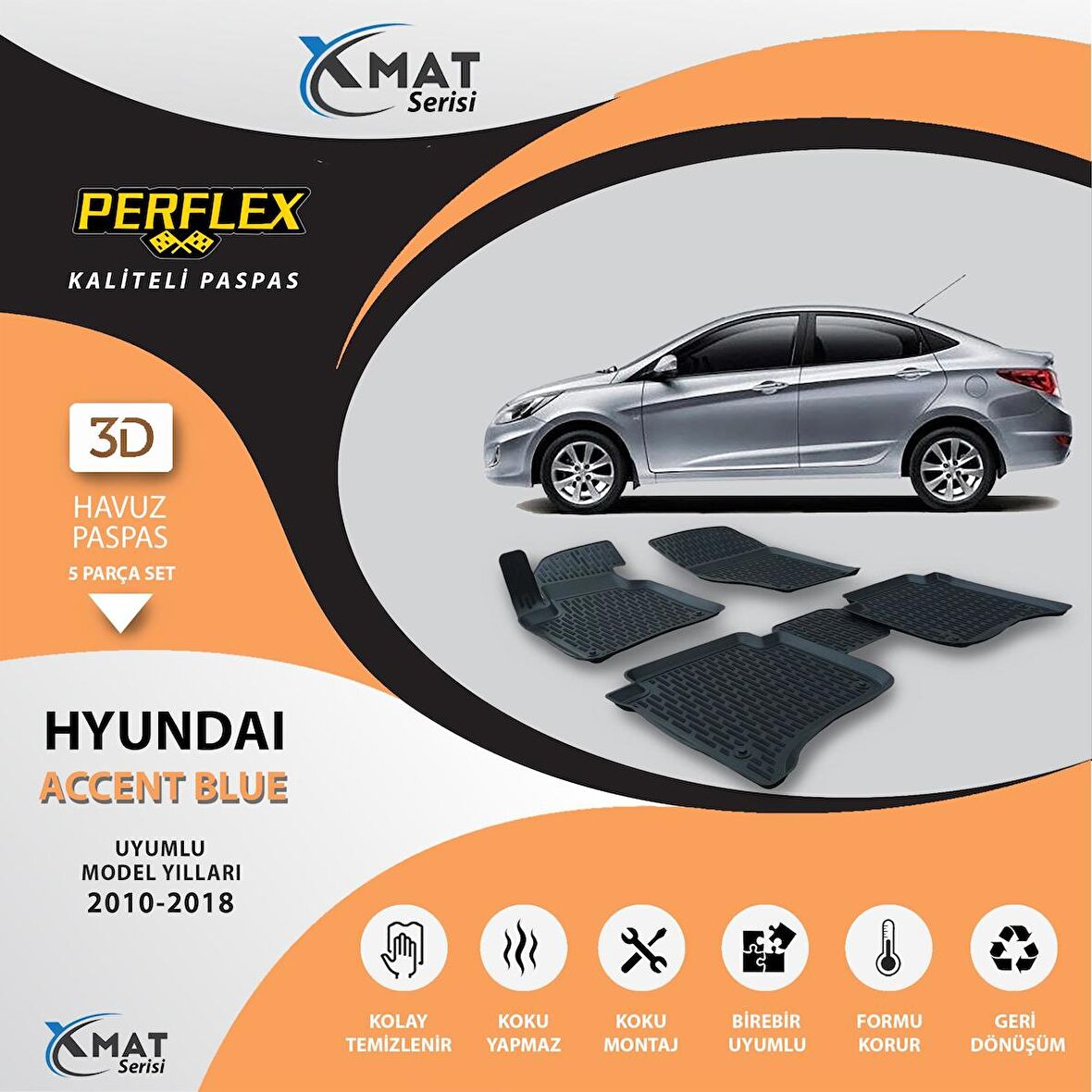 Perflex Paspas 3D Havuzlu X-Mat Accent Blue 2010-2018